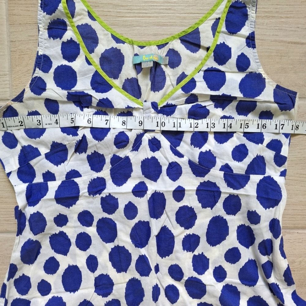 Boden Women's White And Blue Polka Dot Cotton V-neck Tank Top - Size 10 - Picture 5 of 10